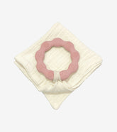 Anneau de dentition vieux rose et son lange
